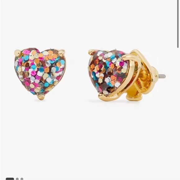 kate spade Jewelry - Kate Spade Multi Glitter My Love Goldtone Heart Earrings